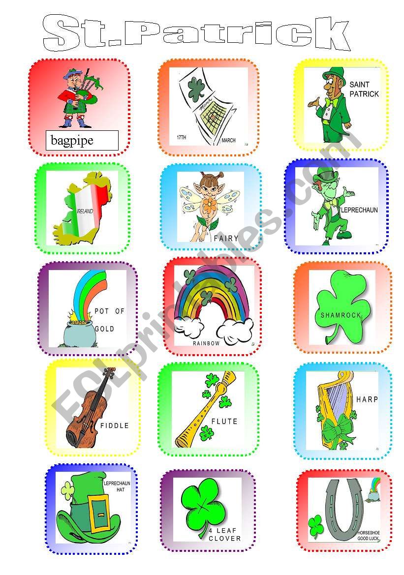 St.Patrick Pictionary worksheet