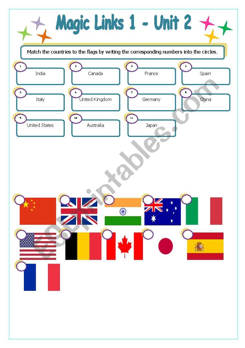 Flags worksheet