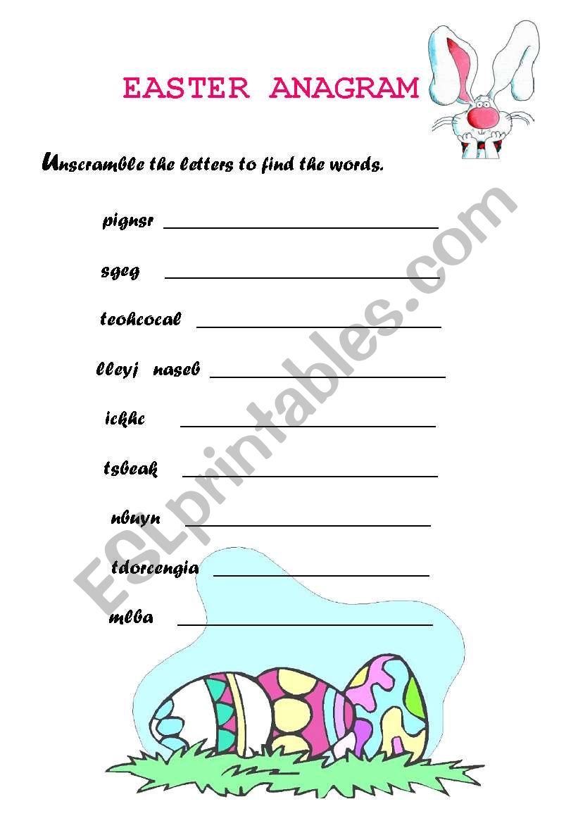 EASTER ANAGRAM worksheet