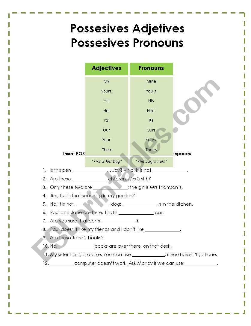 Possesives Adjectives and Possesives Pronouns