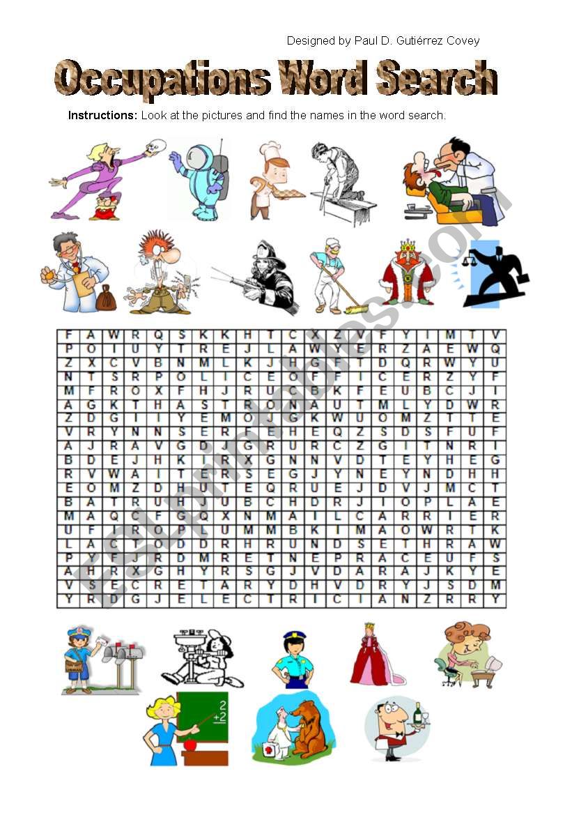 Occupations Word Search worksheet