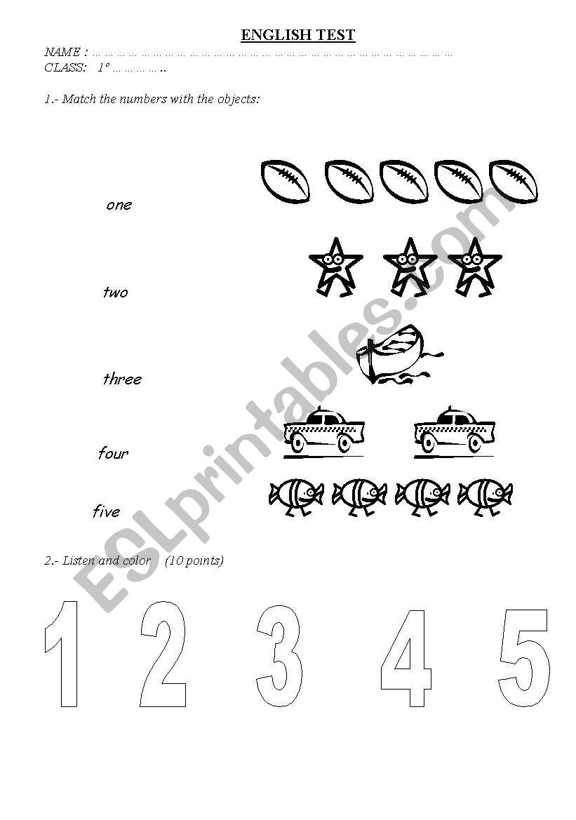 numbers worksheet