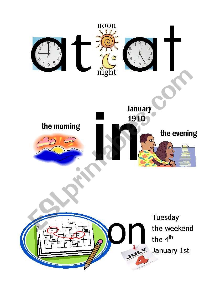 In,On,At Miniposters worksheet