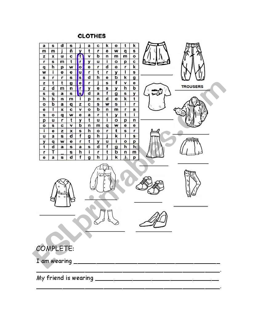 Clothes worksheet