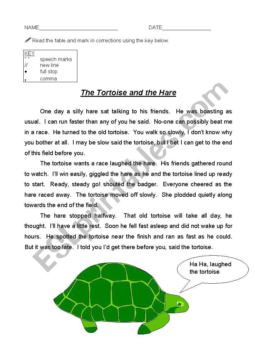 The Tortoise and The Hare worksheet