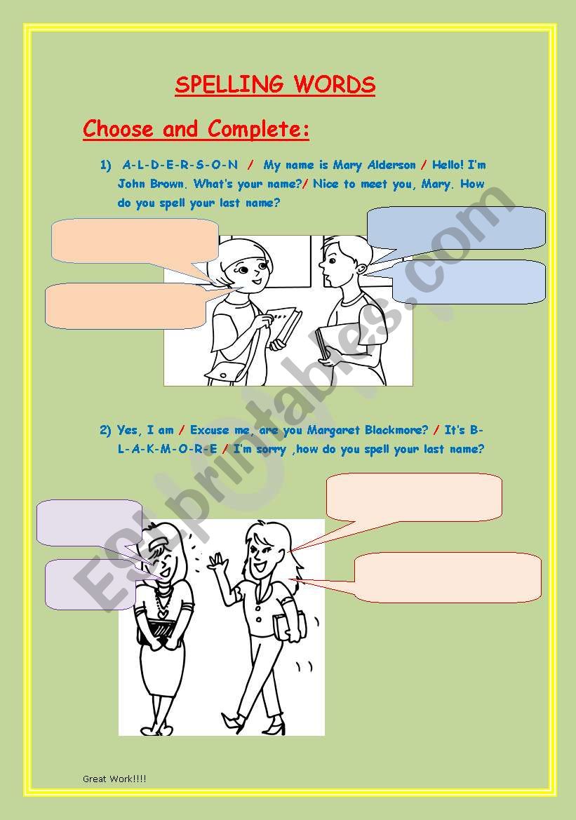 Spelling Words! worksheet