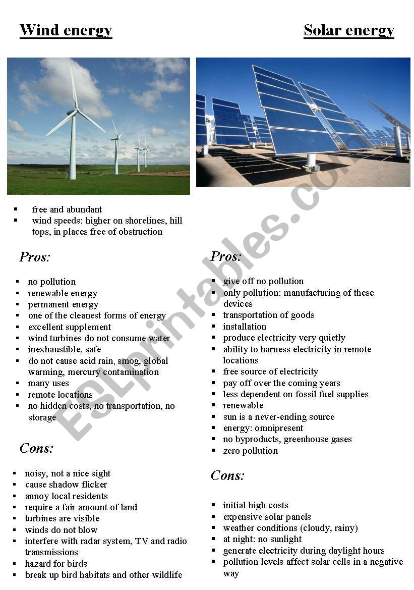 solar energy and wind energy worksheet