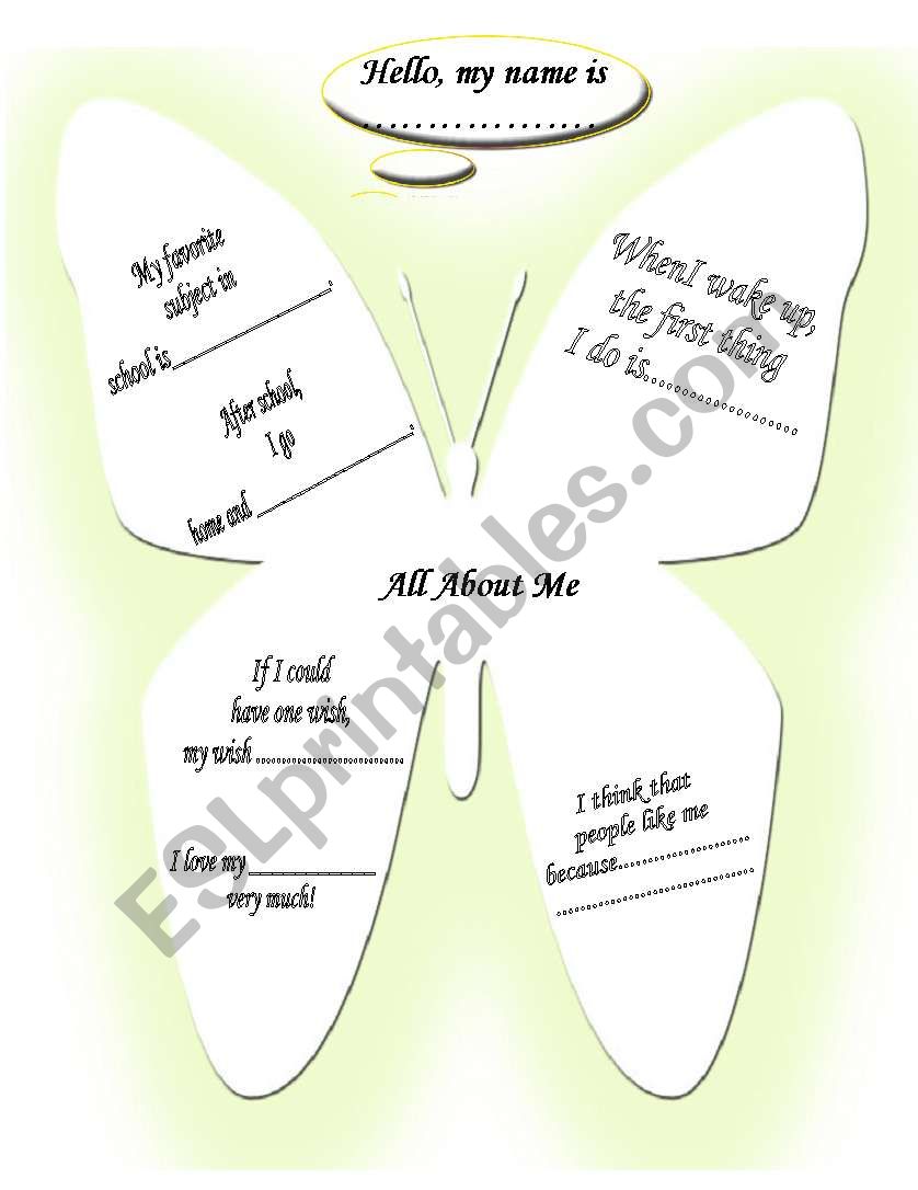 ALL ABOUT ME worksheet