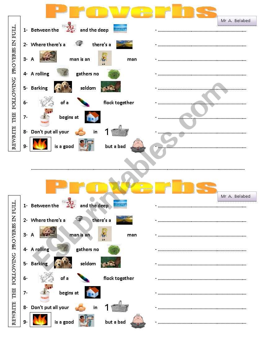 Proverbs Game worksheet