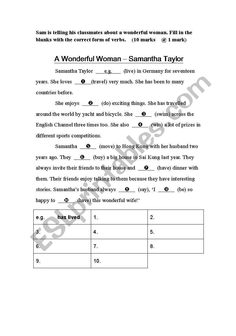 Tenses worksheet