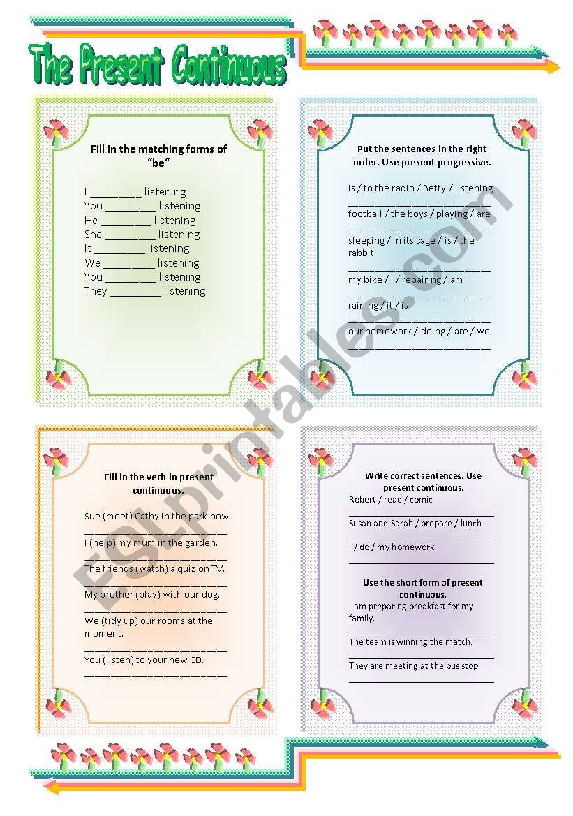 Present Continuous worksheet