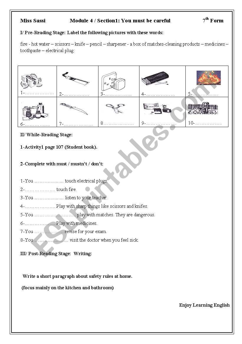 You must be careful worksheet