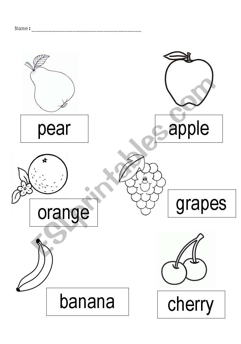 Fruit vocabulary introduction worksheet