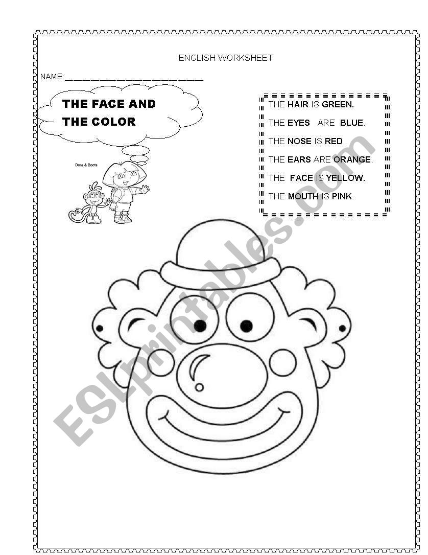 clownÂ´s face worksheet