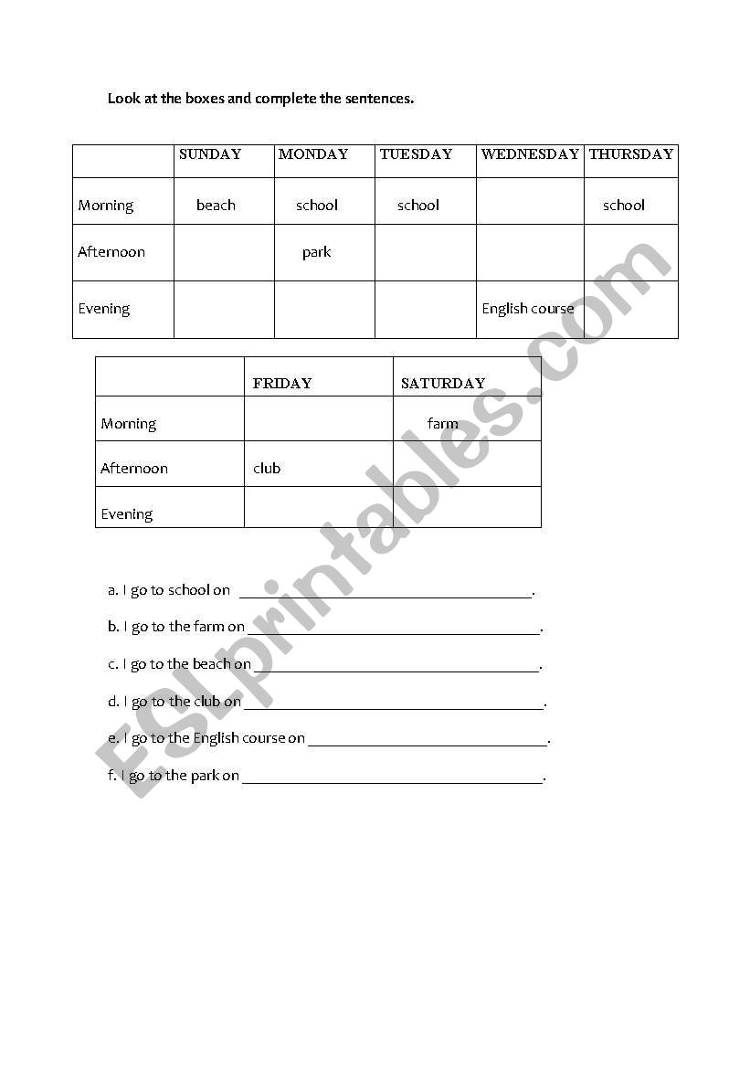 periods of the day worksheet