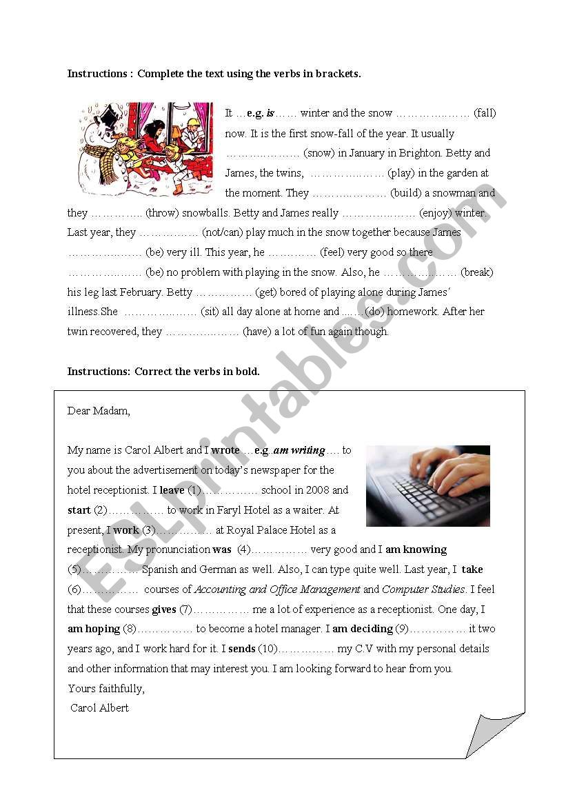 mixed grammar exercise worksheet