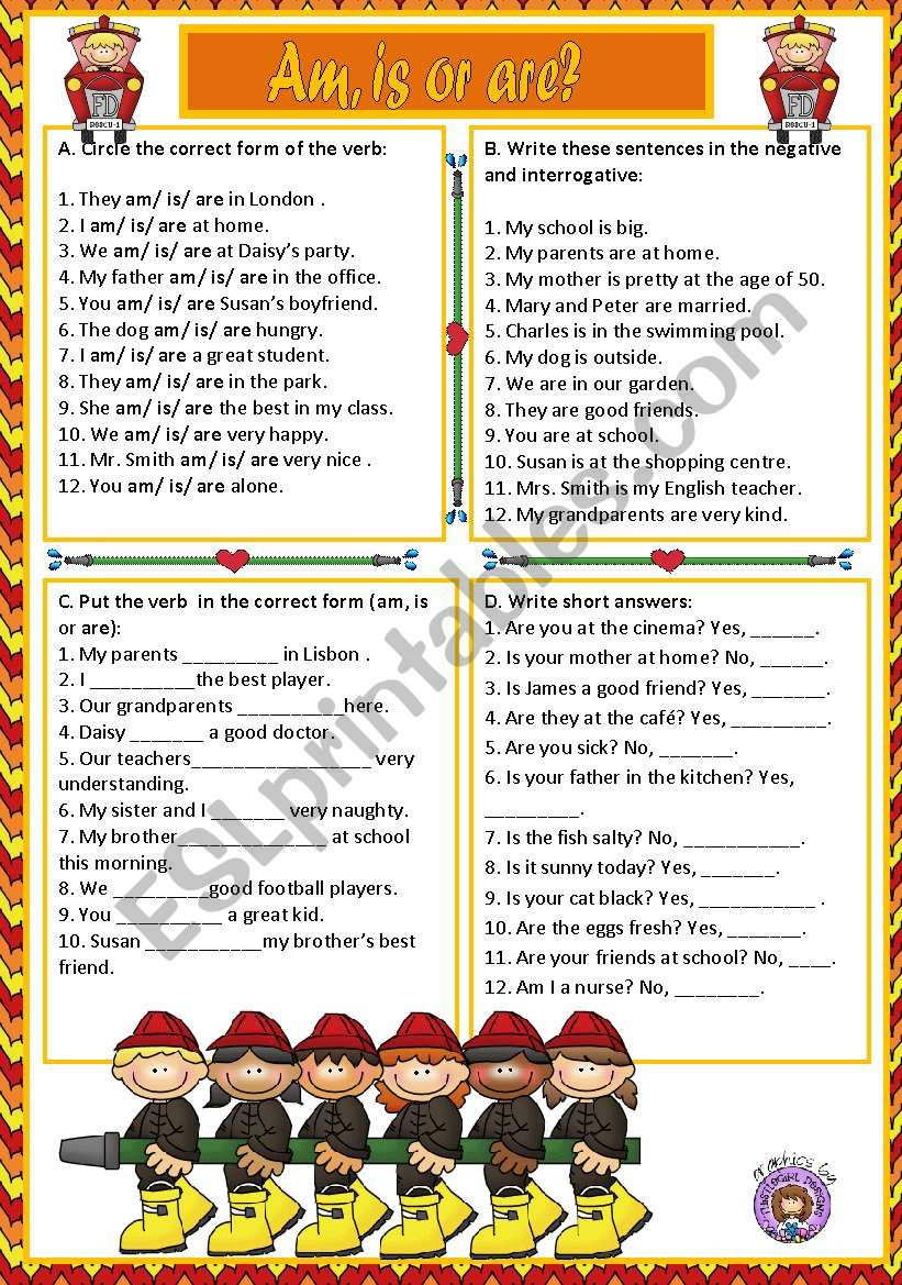 AM, IS OR ARE? worksheet