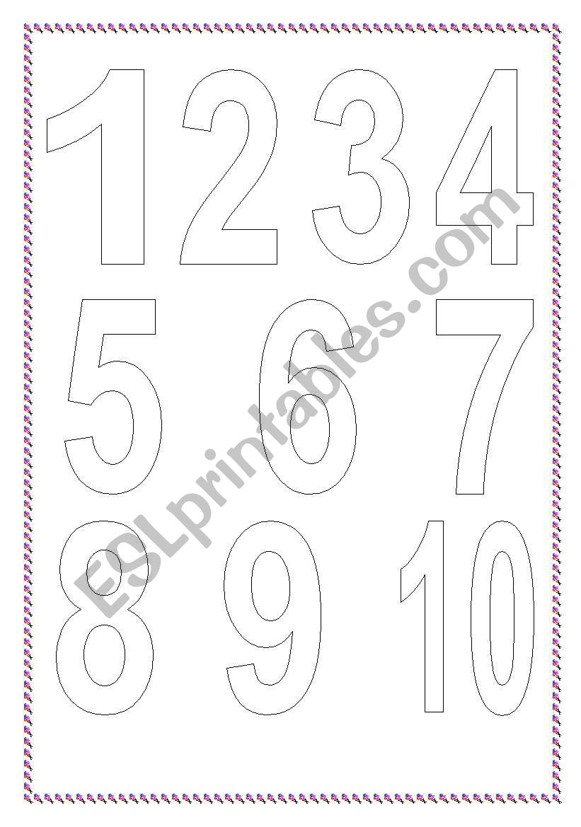 Numbers and colours worksheet