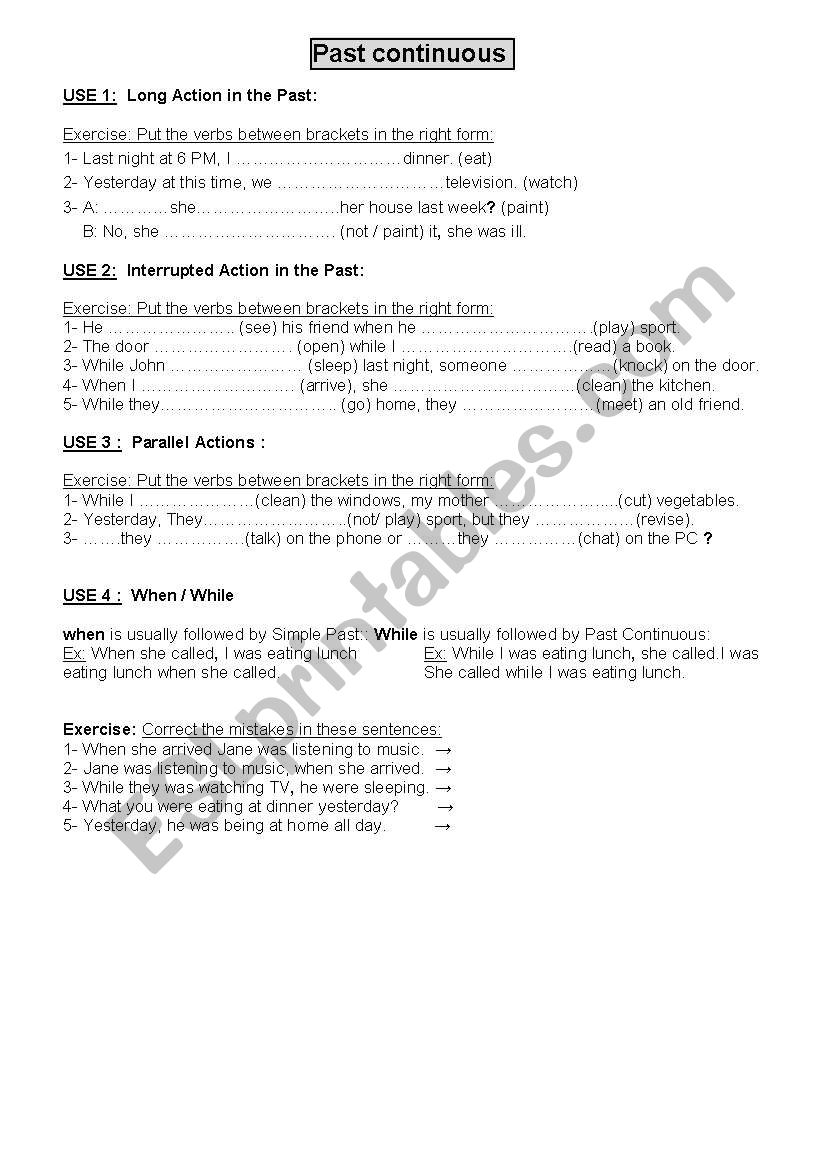 Past Continuous  worksheet