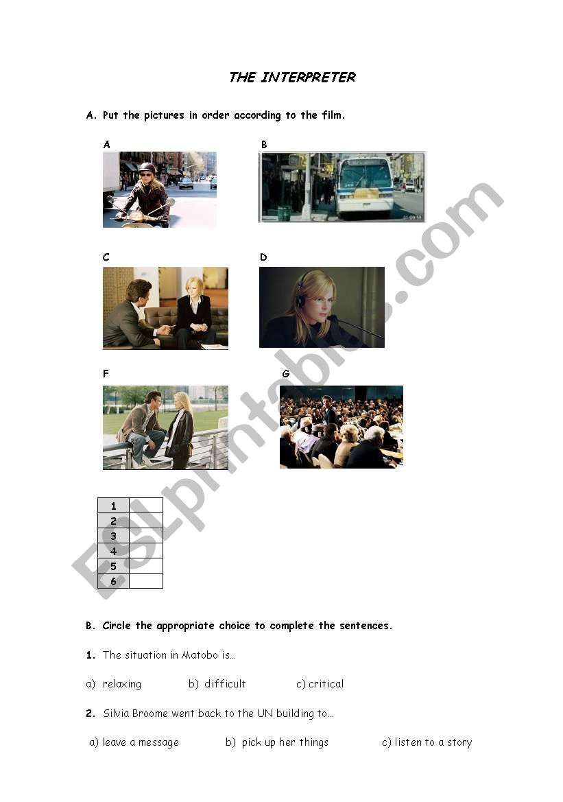 The Interpreter worksheet