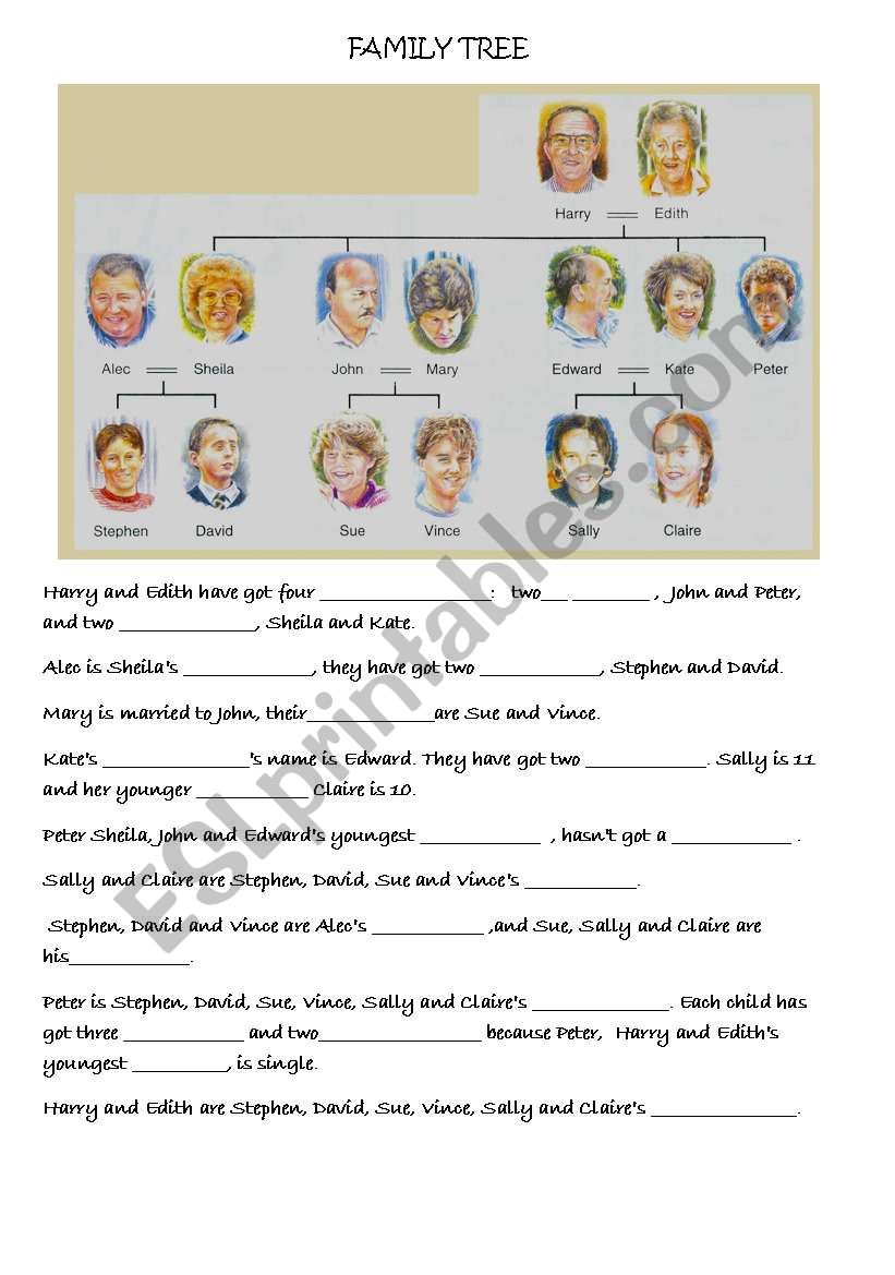 Family Tree worksheet