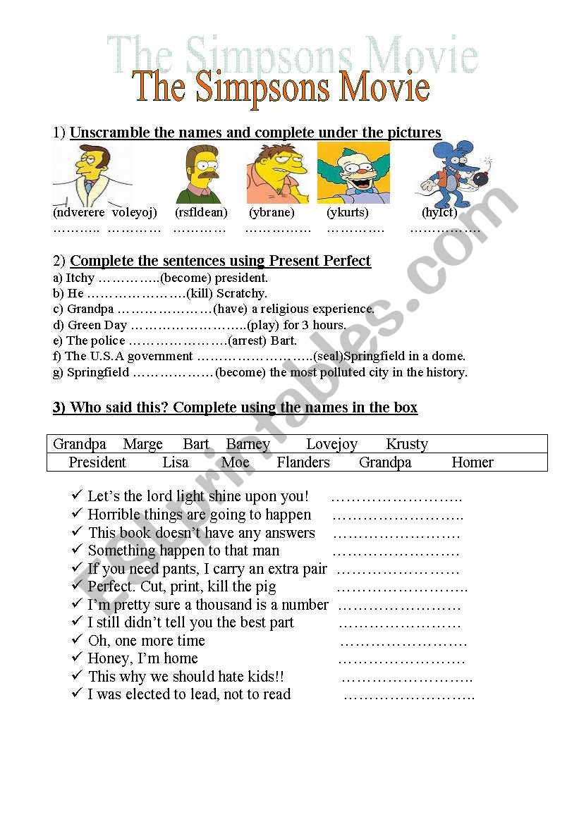 Present Perfect worksheet