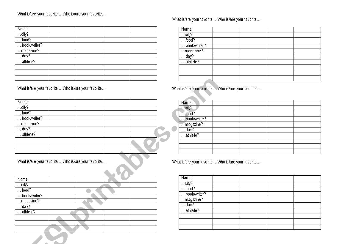 Interview worksheet