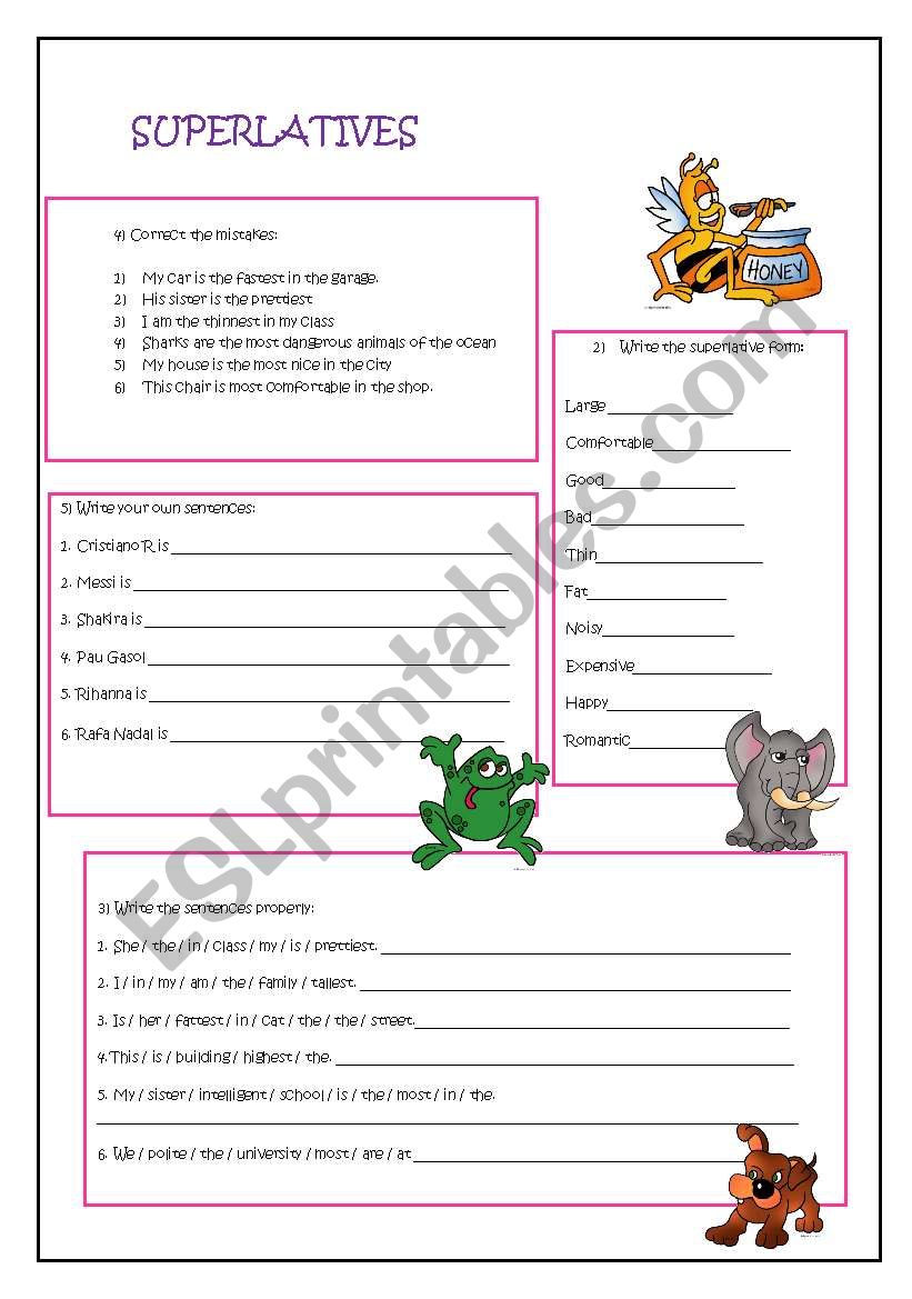 Superlatives worksheet