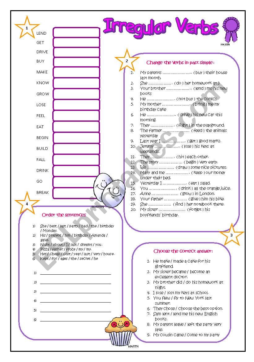 Past simple: irregular verbs worksheet