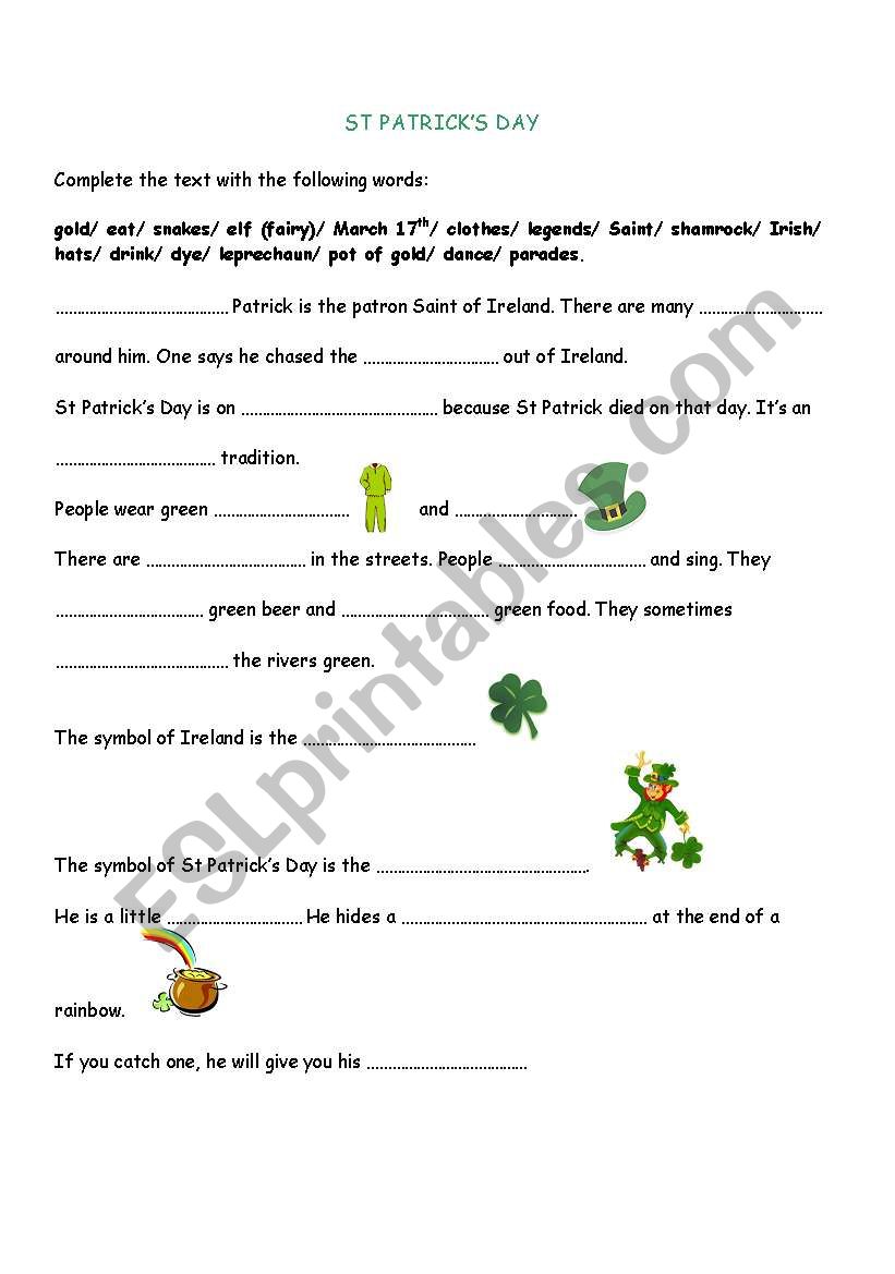 St Patrick´s Day - ESL worksheet by twixette