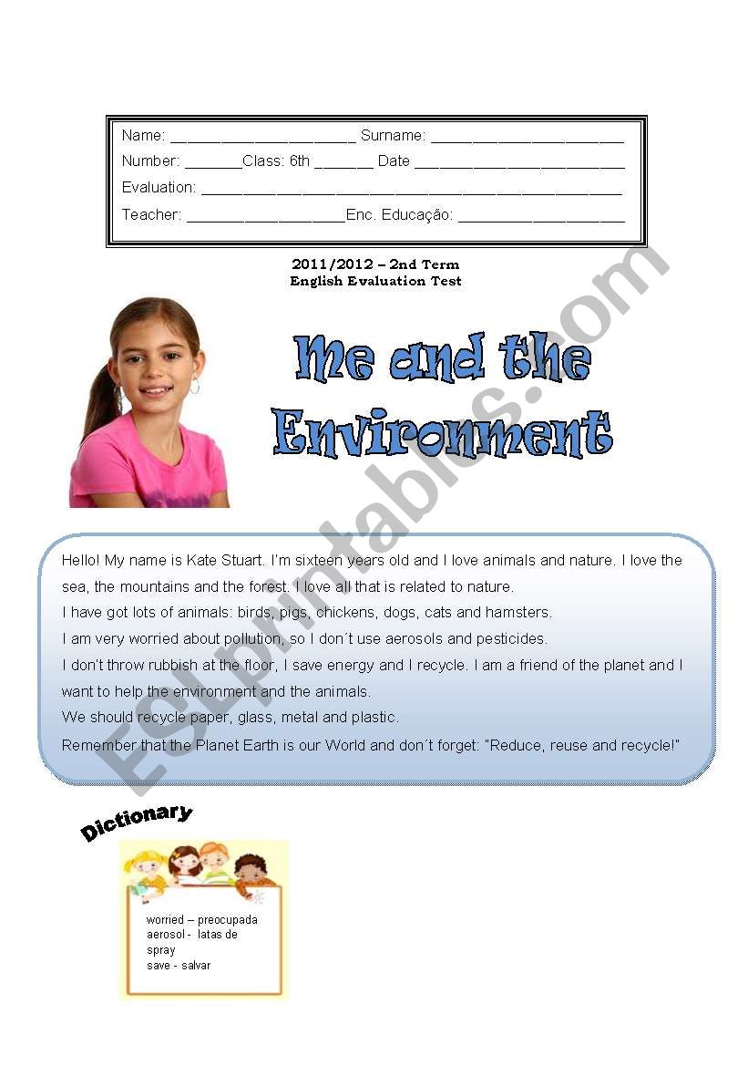 English Test 6th grade worksheet