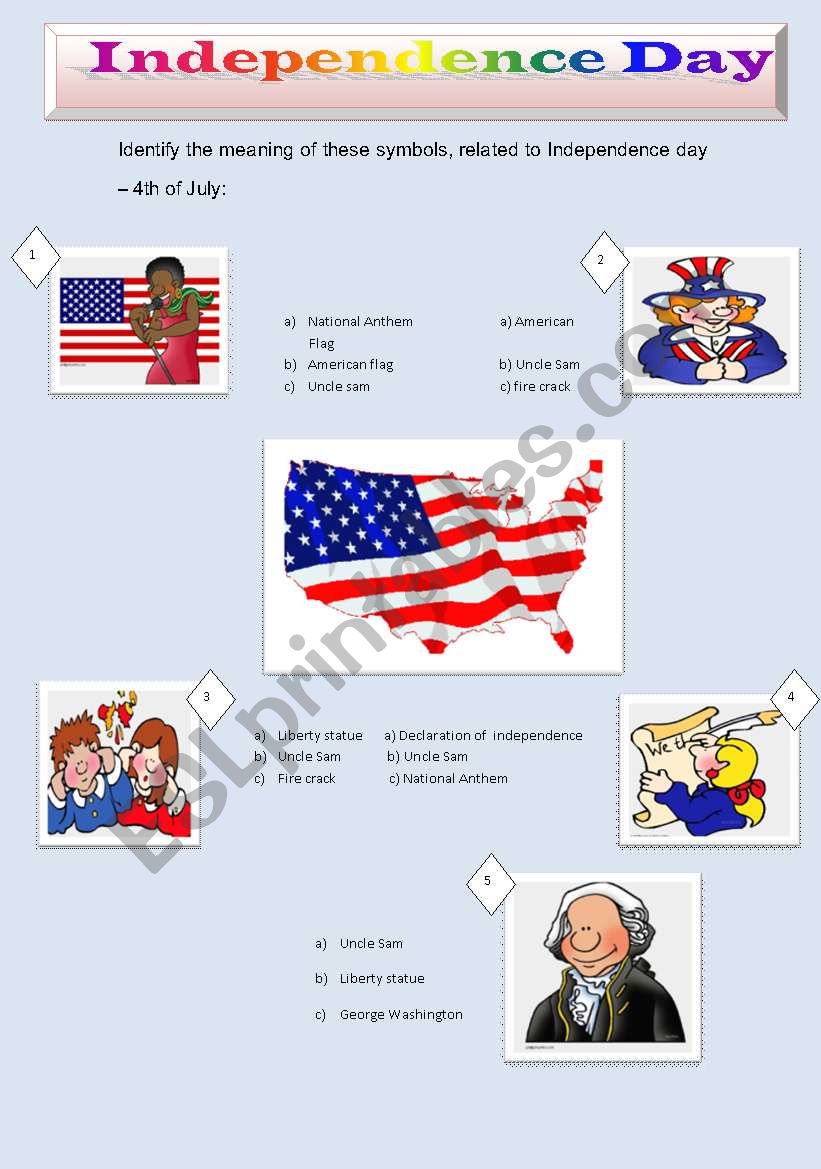 Independence day - 4th July worksheet