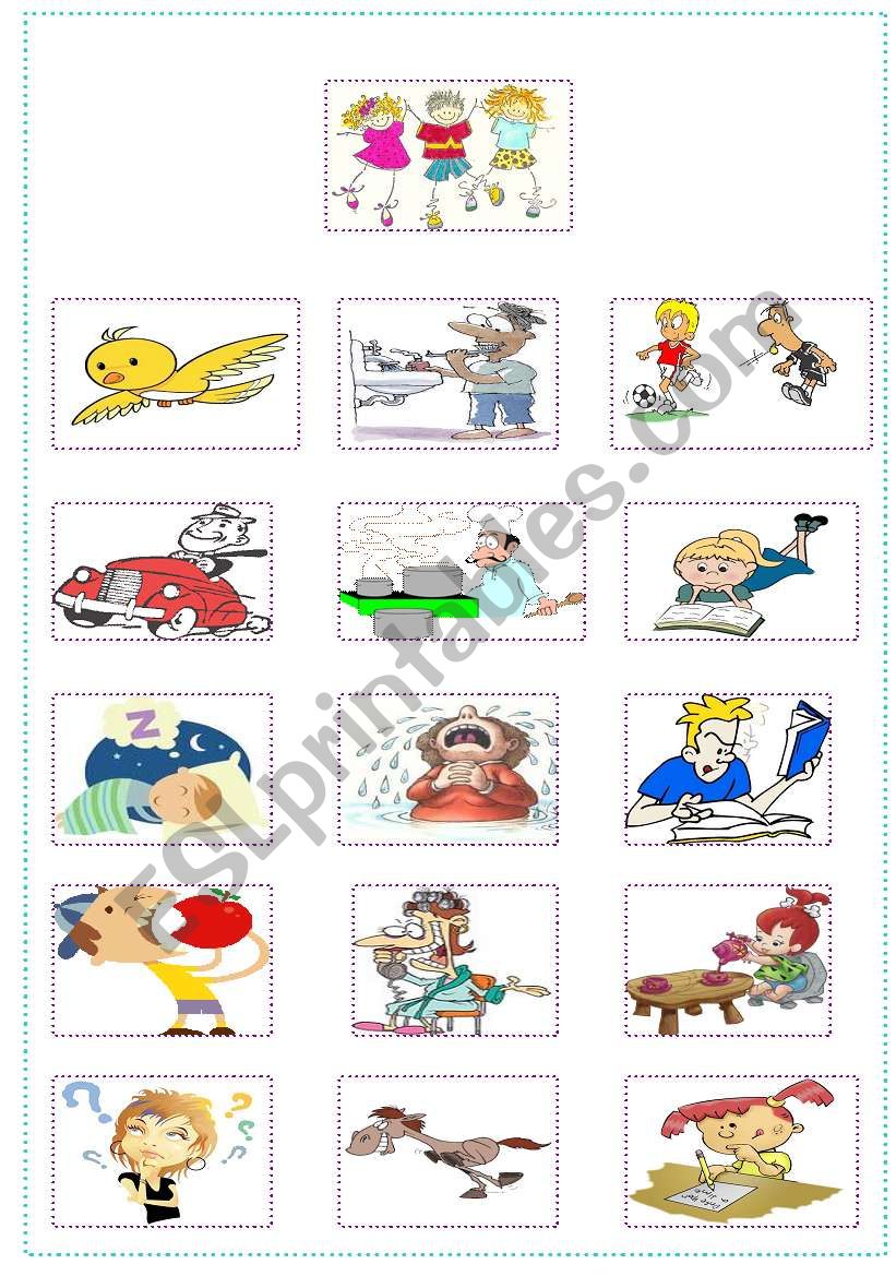present continuous picture - sentence matching game