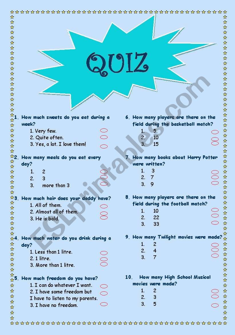 Quiz - How much/How many worksheet