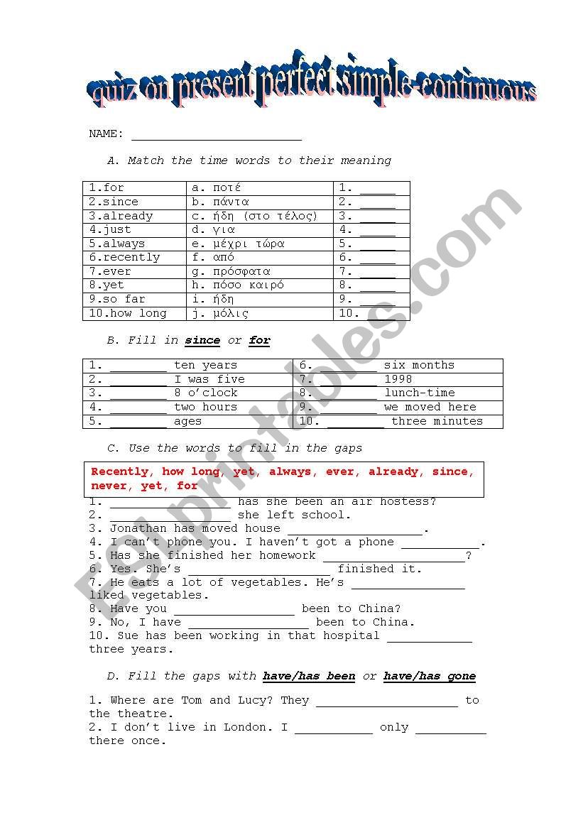 quiz-present perfect/present perfect continuous