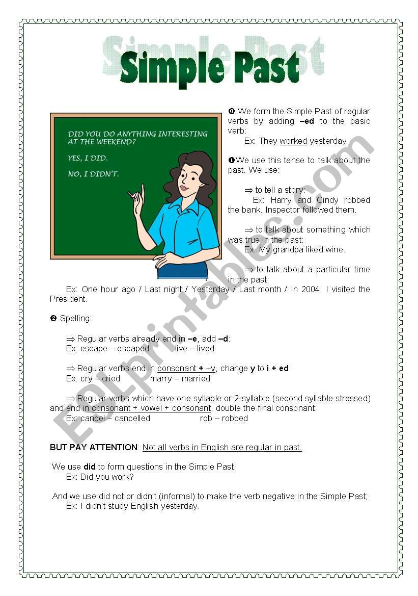 simple past tense worksheet