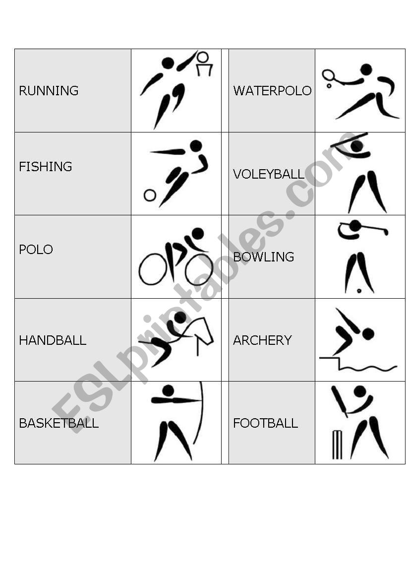 SPORTS DOMINO worksheet