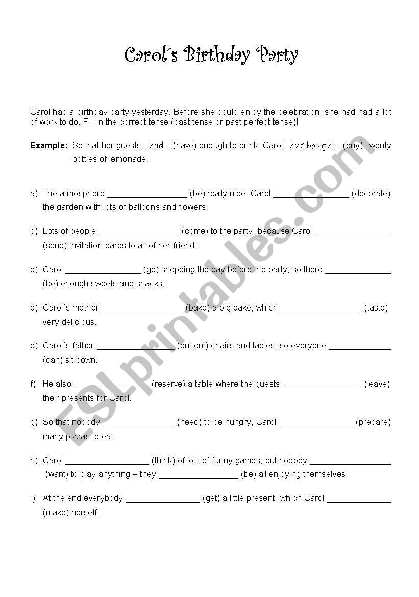 Simple Past/Past Perfect worksheet