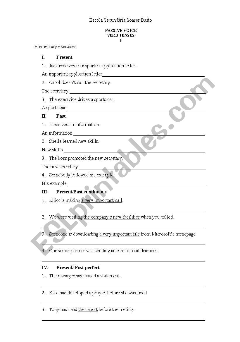 Passive Voice worksheet