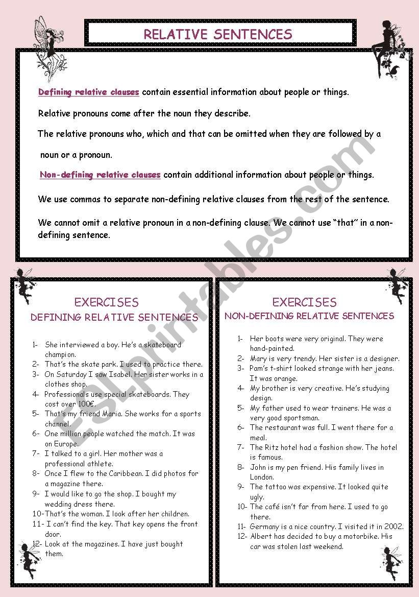 RELATIVE CLAUSES worksheet