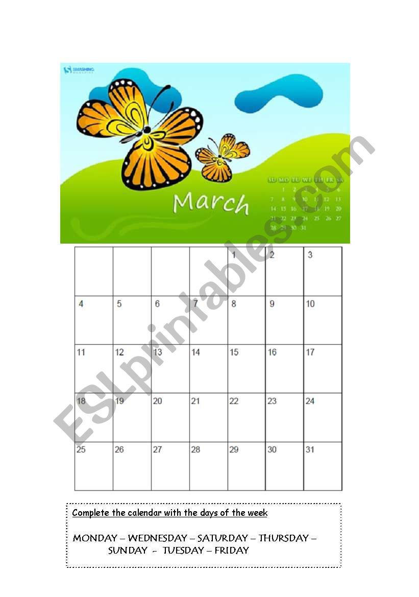 calendars 2012 worksheet