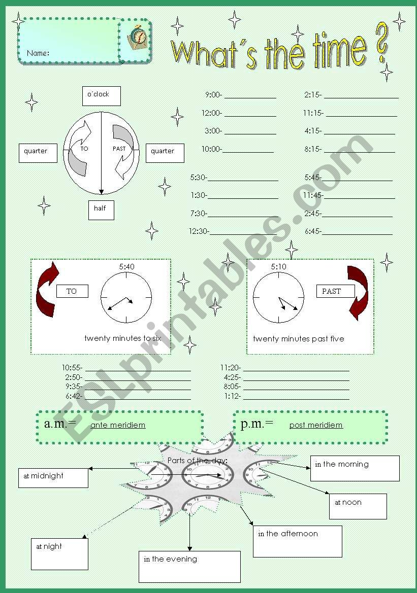 WhatÂ´s the time worksheet