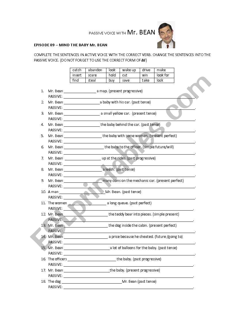 PASSIVE VOICE WITH MR. BEAN worksheet