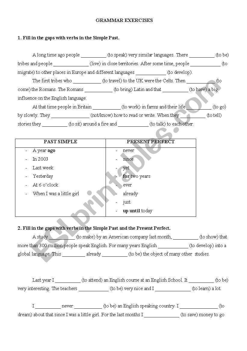 Languages/ Grammar and Writing activities