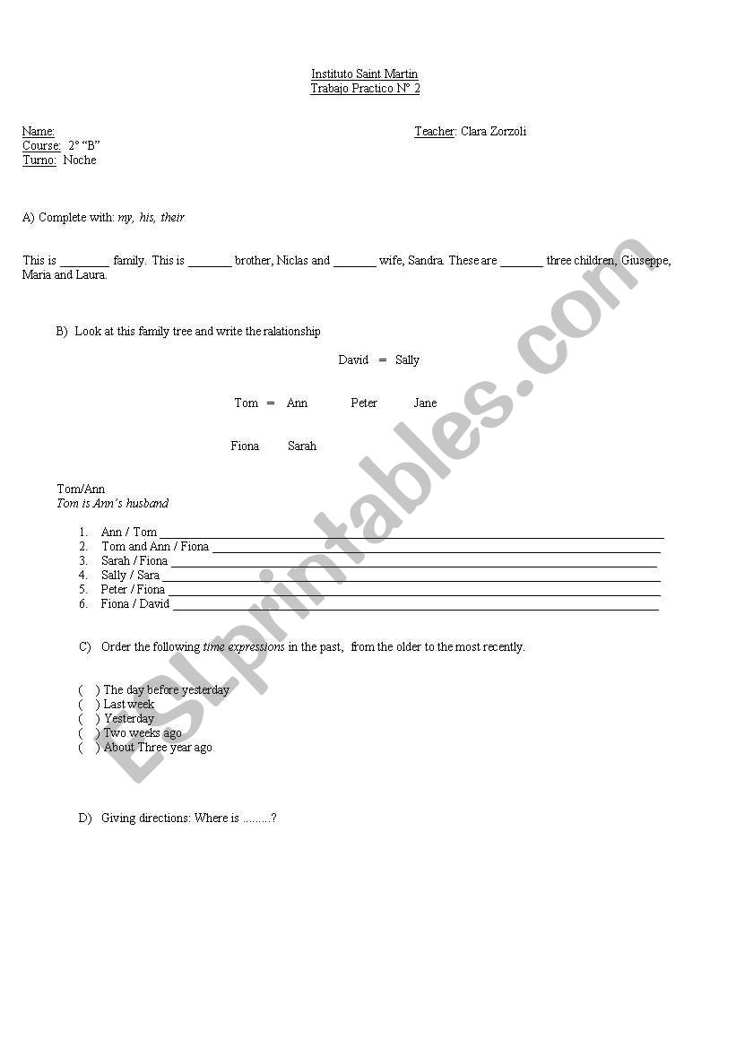 Progress test worksheet