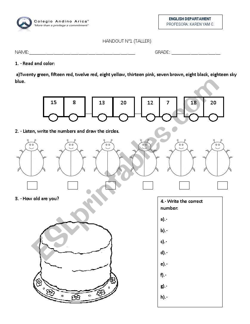 NUMBER HANDOUT worksheet