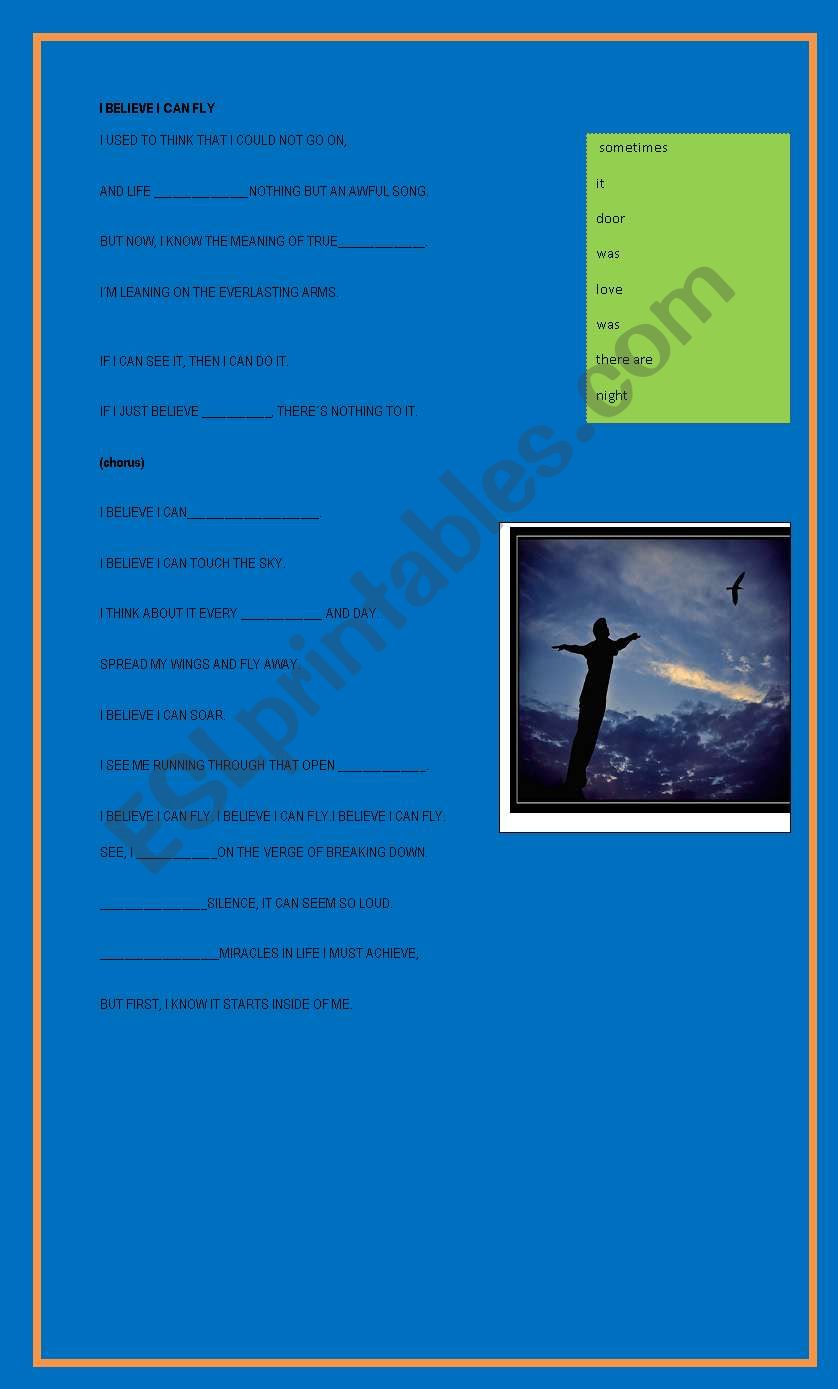 I believe I can fly worksheet