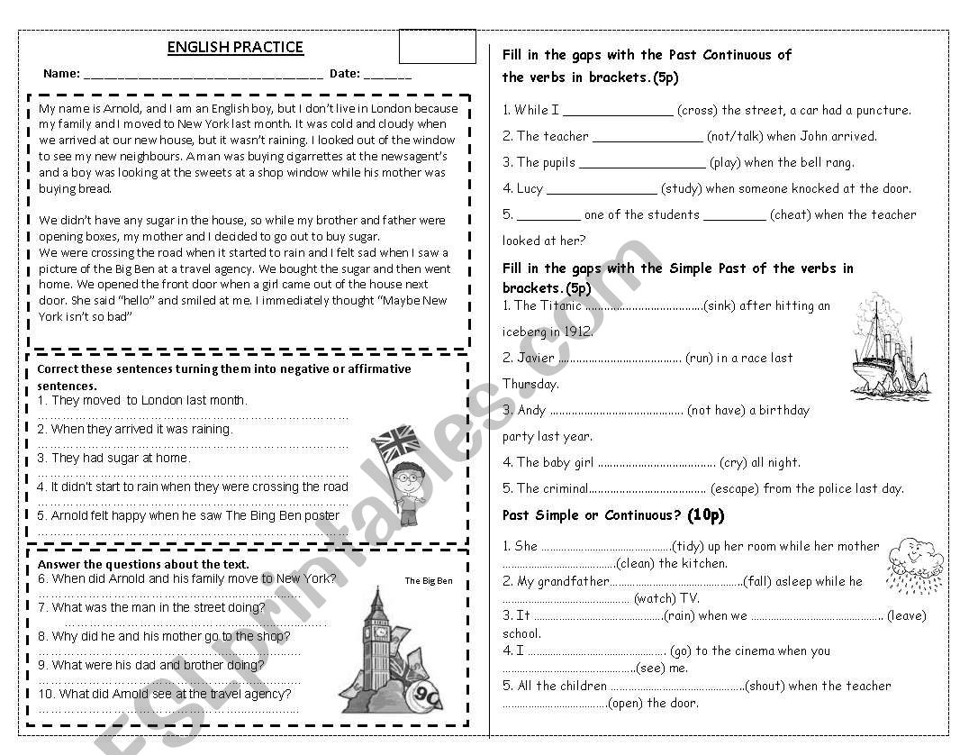 PAST CONTINUOUS AND SIMPLE worksheet