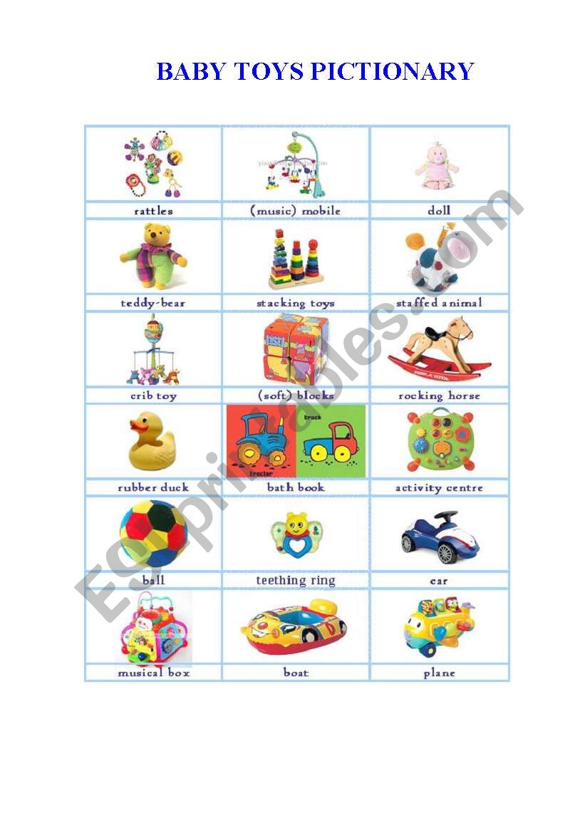 BABY TOYS PICTIONARY worksheet
