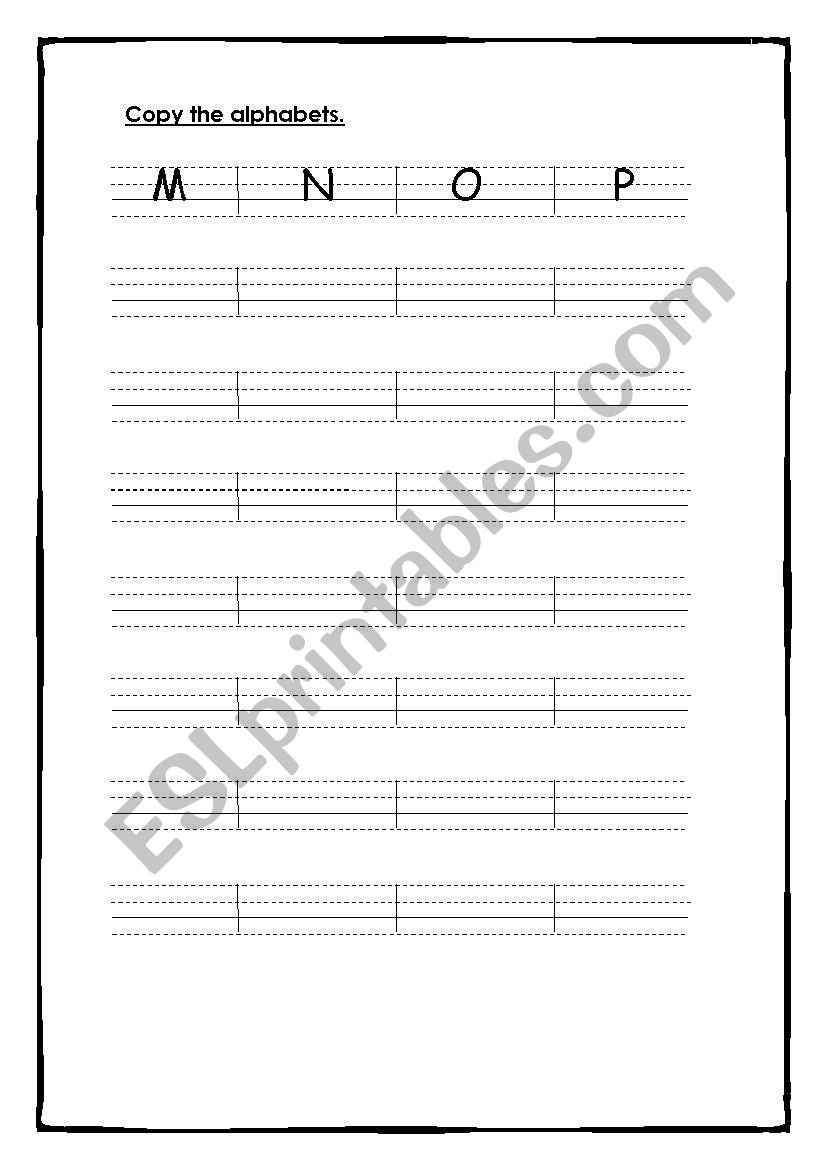 Copy the Alphabets part 2 worksheet